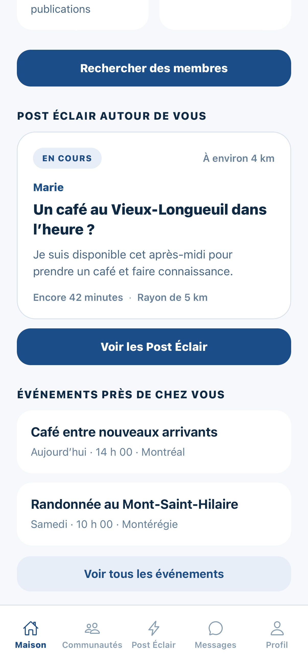 Écran Maison de l’application EuroConnect